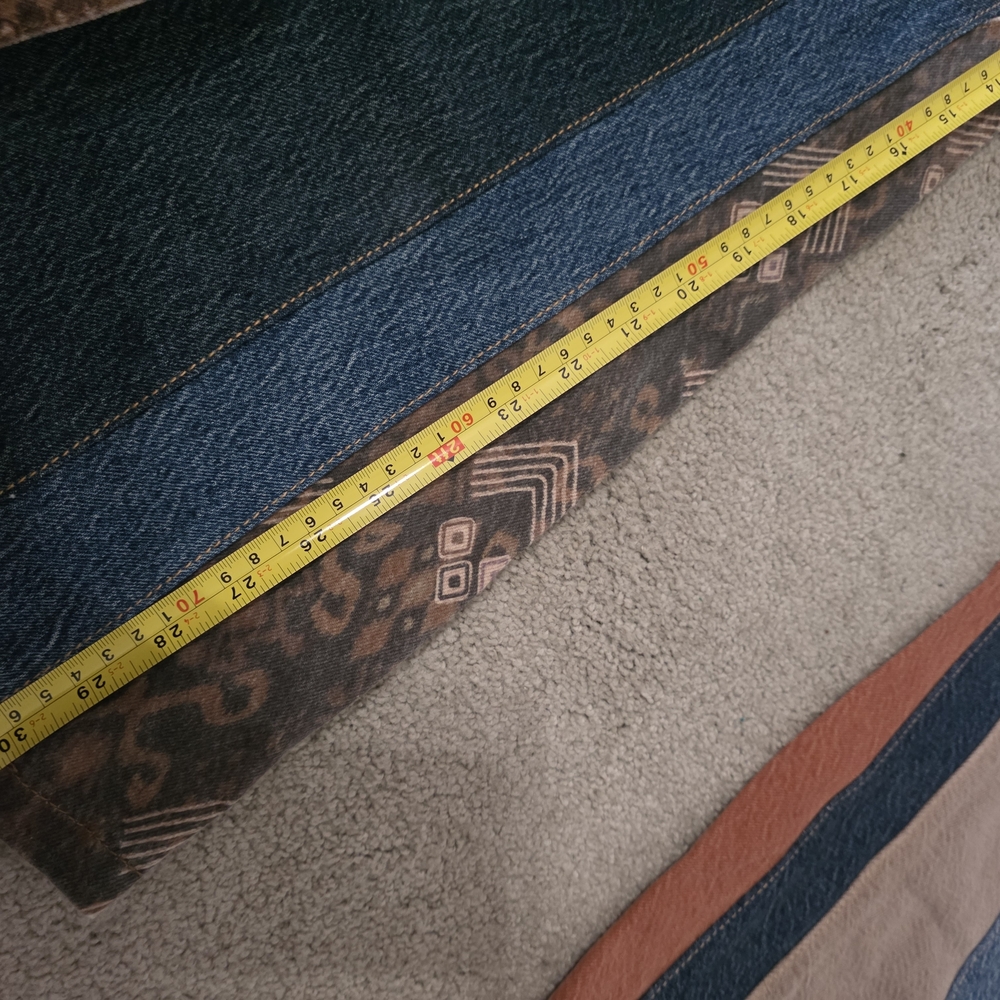 Free People Striped Patchwork Wide-Leg Jeans in Blue and Brown - Picture 7 of 7